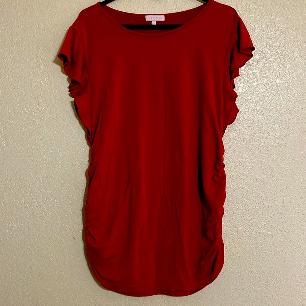 Pumpkin Colored Ruffled Sleeve Maternity Top